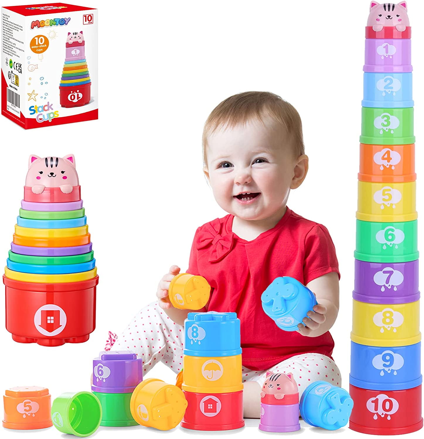 MOONTOY Baby Stacking Nesting Cups Toys, Bath Toys for babies 612