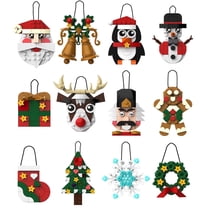 MOONTOY Christmas Ornaments Building Blocks Set,12 PCS Christmas Building Kit, Santa, Snowman, Reindeer, Christmas Tree, Snowflake, Stocking, Stocking Stuffers Decor Toys Gifts for Boys Girls Kids