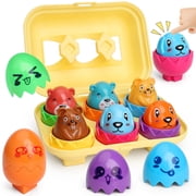 MOONTOY Easter Basket Stuffers, Easter Matching Egg Toys for Toddlers 1-3, Plastic Easter Eggs Toy, Easter Travel Game Early Learning Educational Fine Motor Ski