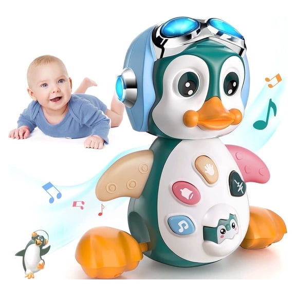 MOONTOY Musical Toys for Toddlers 1-3, Penguin Crawling Baby Toys 6 to 12 Months, Early Learning Educational Toy with Light & Sound, Birthday Toy for Infant Boy Girl 6 7 8 9 10 11 12 Month 1-2 Years