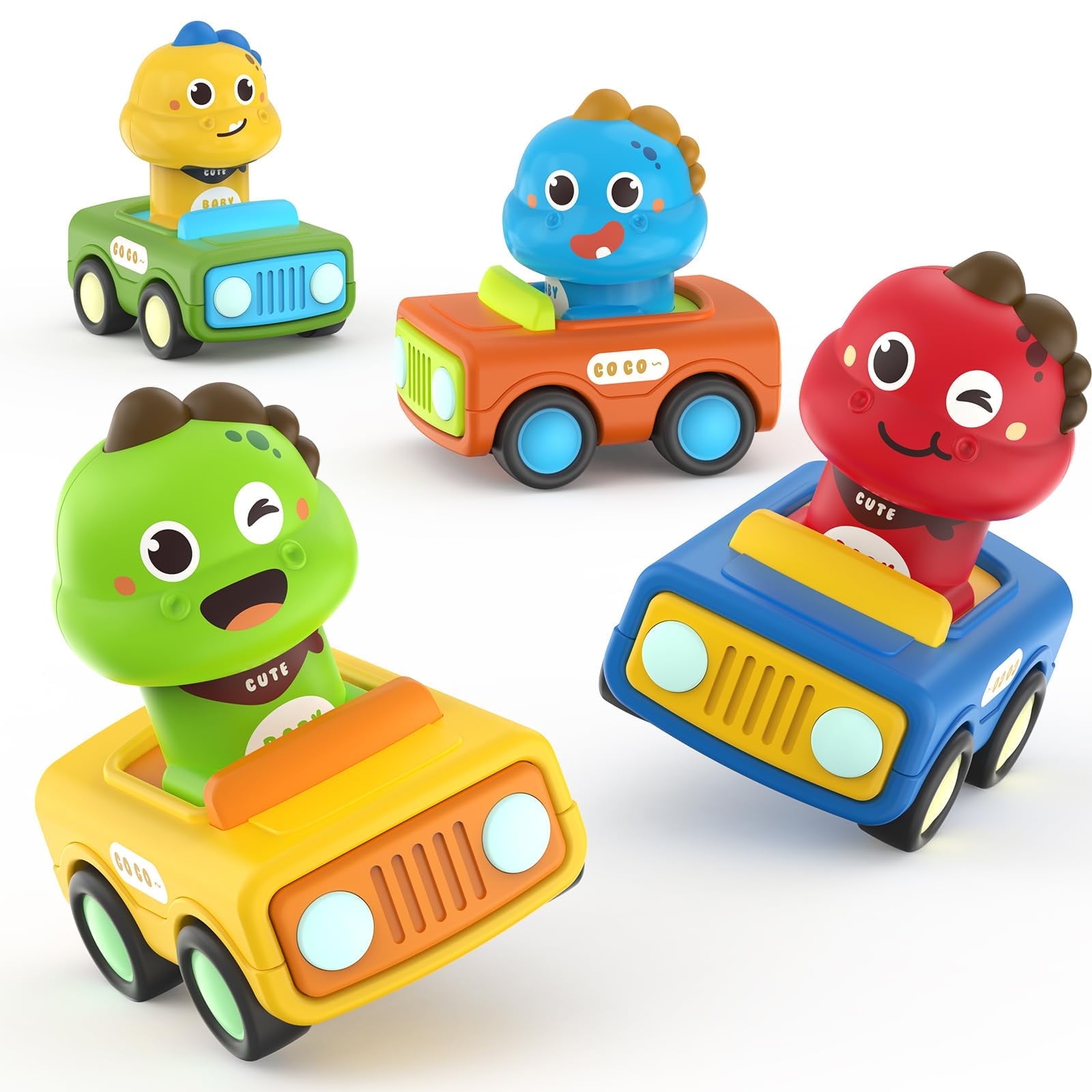 MOONTOY Press and Go Car Toys for Toddlers 1-3, Dinosaur Baby Car Toys ...