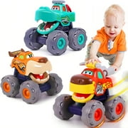 MOONTOY Toy Trucks for Toddlers 1-3 Boys, Toys Car for 1 Year Old Boy, Animal Monster Truck, Friction Powered Toy Cars Set Play Vehicle, 1 Year Old Boy Birthday Christmas Gifts
