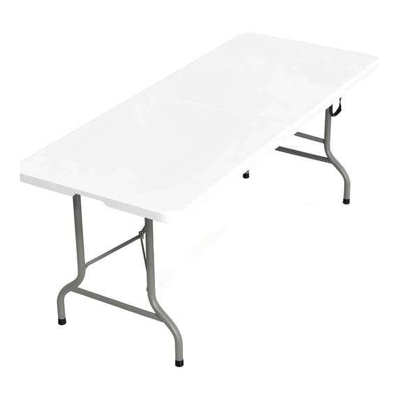 MOONXIAN 6 Ft Fold-in-Half Plastic Folding Table,Heavy Duty Portable Utility Table, 300 LBS Capacity Lockable Design with Carry Handle, Indoor Outdoor Party Picnic Camping Banquet Table, White