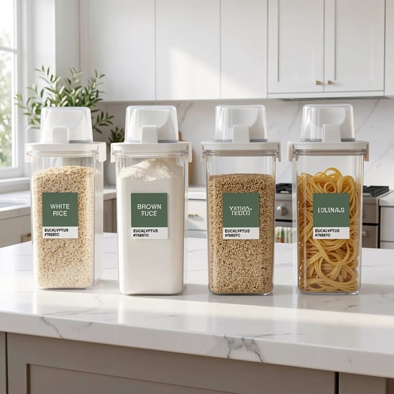 MOONXIAN Cereal Containers Storage Set, 4 PCS Airtight Food Organizer with Measuring Cup , Plastic Cereal Dispenser
