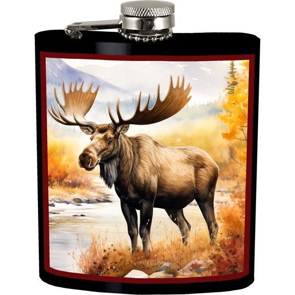 Spoontiques Moose 7oz Stainless Steel Flask