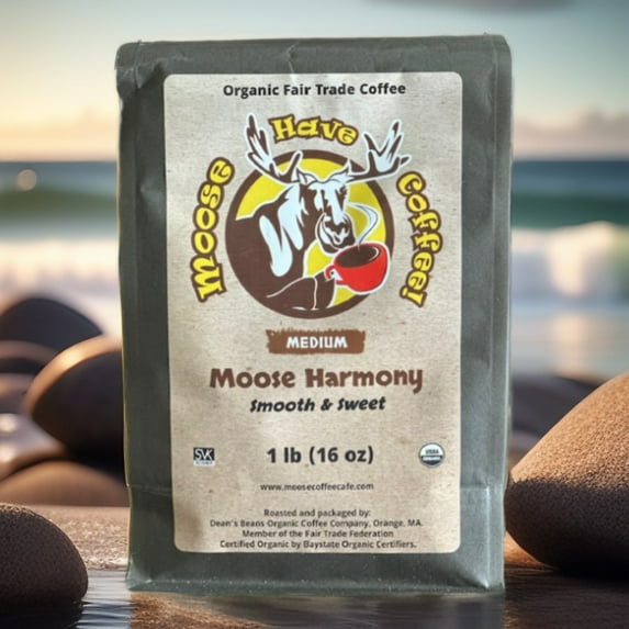 MOOSE HAVE COFFEE! MOOSE HARMONY ORGANIC WHOLE BEAN COFFEE – 1LB