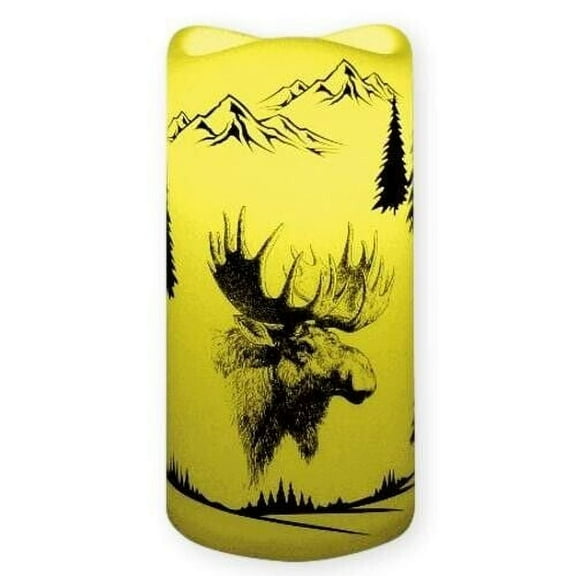MOOSE Woodland LED Battery-Operated Candle, 6", by DeLeon