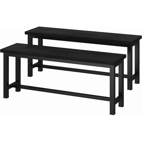 MOOSENG 2 Pack 39 Inch Industrial Dining Bench Set of 2 Black Kitchen Bench with Metal Legs Durable and Stable for Dining Room Living Room Bedroom Entryway
