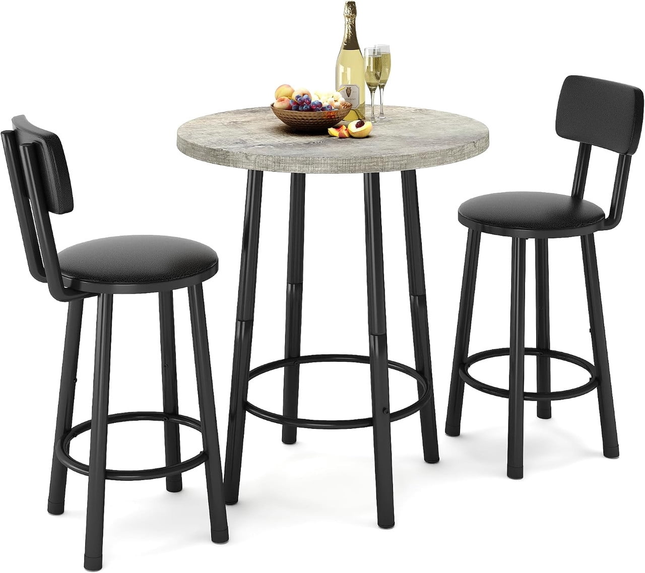 MOOSENG 3 Piece Counter Height Dining Table Set for 2, Bar Table Set of ...