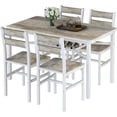 thumbnail image 1 of MOOSENG 5-Piece Dining Table Set with Wine Rack, Wood Kitchen Table and Set of 4 Chairs, Space-Saving Farmhouse Dinette Set for Breakfast Nook, Apartment Gray, 1 of 9