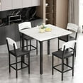 thumbnail image 1 of MOOSENG 5-Piece Dining Table Set for 4, Compact Kitchen Table & 4 Upholstered Chairs, Modern Set for Apartment Small Space, White, 1 of 7