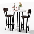 thumbnail image 1 of MOOSENG Bar Table Set of 2, Bistro Kitchen Table Sets with 2 PU Leather Bar Stools, Wood Pub Bar Table Set for Breakfast Nook Small Space Restaurant, Round Table, 1 of 8