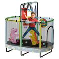thumbnail image 1 of MOOSENG Elliptic Kids Trampoline, Bouncing Trampoline with Safety Enclosure Net, Adjustable Height Handrail, 500lbs Capacity, Designs for Boys & Girls, 7-in-1, 55” (Butterfly), 1 of 10