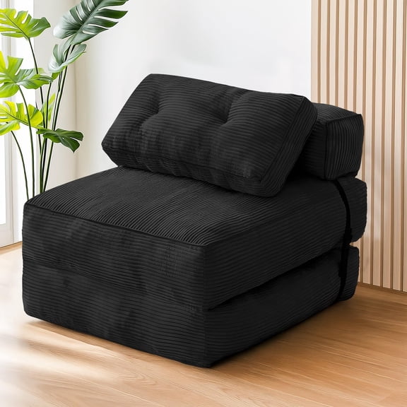 MOOSENG Folding Sofa Bed, Convertible Sleeper Chair Bed with Headrest & Lumbar Pillow, Foldable Floor Mattress Sofa for Living Room, Bedroom, Guest Room, Small Space