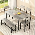 thumbnail image 1 of MOOSENG Modern Dining Table Set for 6, Kitchen Table and Chairs with Bench, 6-Piece Gray Wood Dining Room Set, Space Saving Small Dining Table for Living Room, 1 of 8
