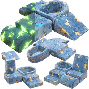 MOOSENG Modular Couch, 5-in-1 Multi-Combination Climbing Blocks, Hands-on Skill-Building Creative Play（Blue Dinosaur）
