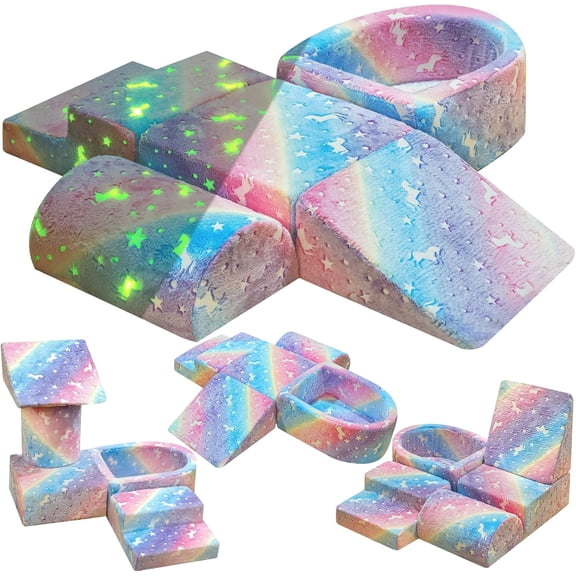MOOSENG Modular Couch, 5-in-1 Multi-Combination Climbing Blocks, Hands-on Skill-Building Creative Play (Colorful Unicorn)