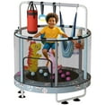 thumbnail image 1 of MOOSENG Round Kids Trampoline, Bouncing Trampoline with Safety Enclosure Net, Adjustable Height Handrail, 500lbs Capacity, Designs for Boys & Girls, 7-in-1, 55” (Blue Football), 1 of 10