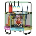 thumbnail image 1 of MOOSENG Round Kids Trampoline, Bouncing Trampoline with Safety Enclosure Net, Adjustable Height Handrail, 500lbs Capacity, Designs for Boys & Girls, 7-in-1, 55” (Colorful Star）, 1 of 8
