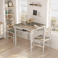 thumbnail image 1 of MOOSENG Small Dining Table Set for 2, Farmhouse Dinner Table with Storage, 3 Piece Wooden Square Dinette Set for Dining Room, Apartment, Small Space, 1 of 9