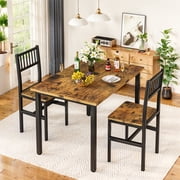 MOOSENG Small Wooden Dining Table Set for 2, Industrial Sturdy Dinette, Space-Saving Kitchen Table Set for Apartment, Living Room