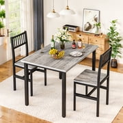 MOOSENG Small Wooden Dining Table Set for 2, Industrial Sturdy Dinette, Space-Saving Kitchen Table Set for Apartment, Living Room