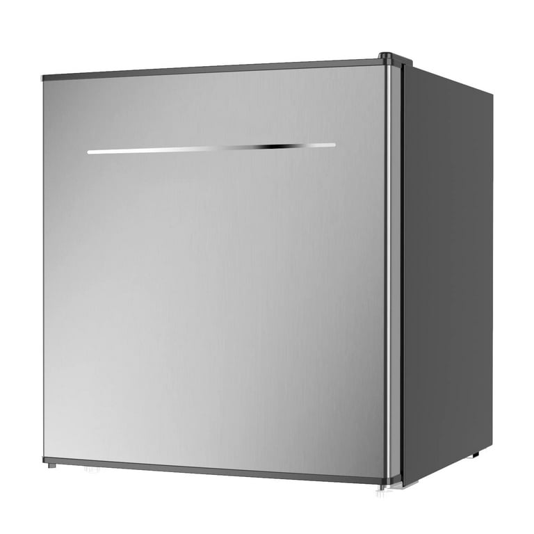 MOOSOO 1.6 Cu.Ft Mini Refrigerator with freezer, Mini Fridge for Bedroom,  Reversible Door Perfect for Room and Office, Adjustable Temperature, Silver