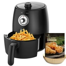 MOOSOO 2 Quart Small Air Fryer with 50pcs Air Fryer Paper Liners, 1200W, New, Black, Nonstick Basket , 100 Recipes