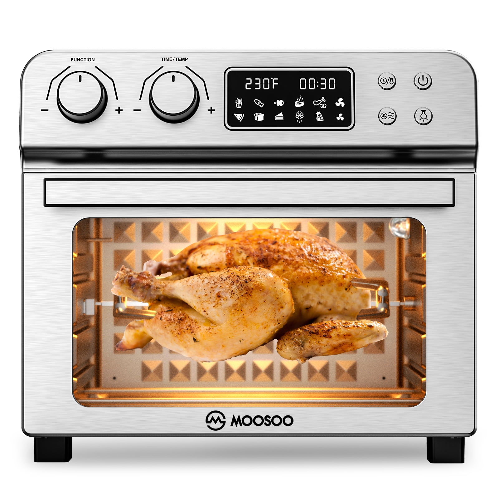 MOOSOO 24Qt Air Fryer Toaster Oven, Stainless Steel Air Fryer Oven
