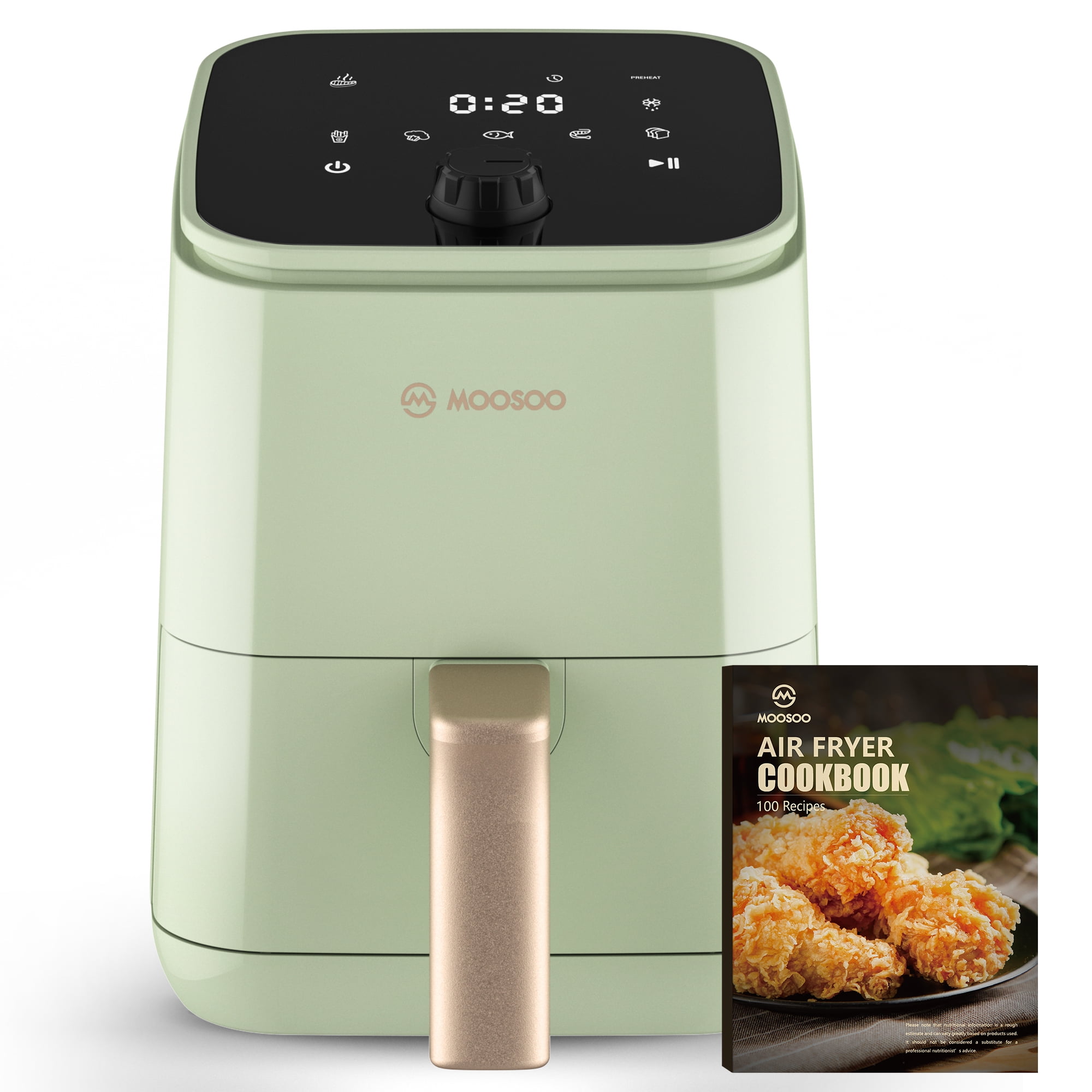 MOOSOO 2Qt Air Fryer, Touchscreen Control Panel, 8 Preset Modes
