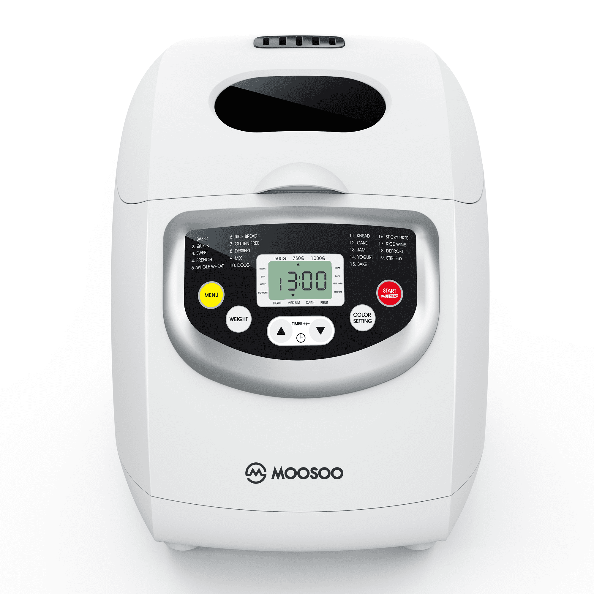 MOOSOO 2lbs Bread Machine, Automatic Bread Maker Machine with 19