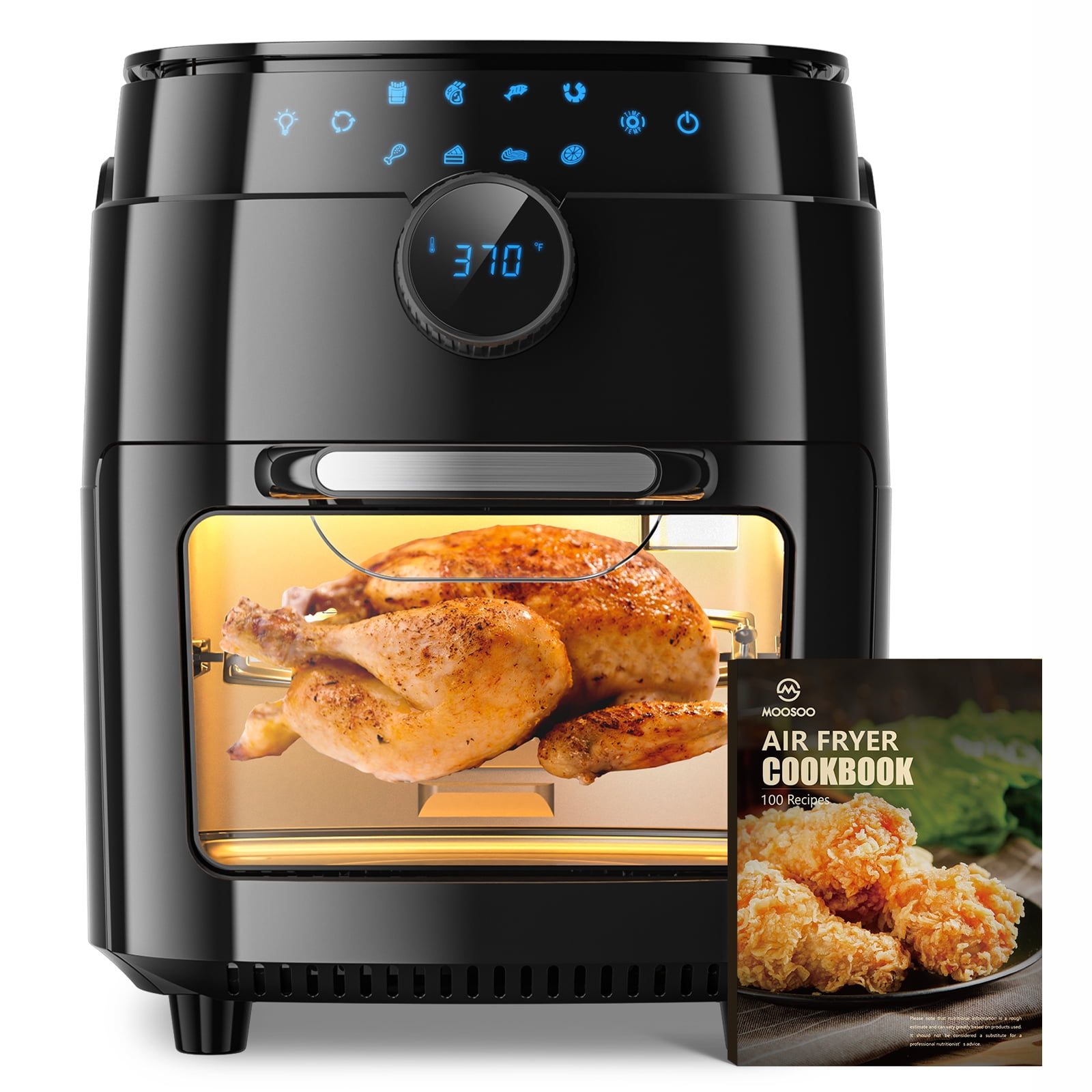 Moosoo Electric Air Fryer Oven Rotisserie 4.7 Qt For Fish/pizza