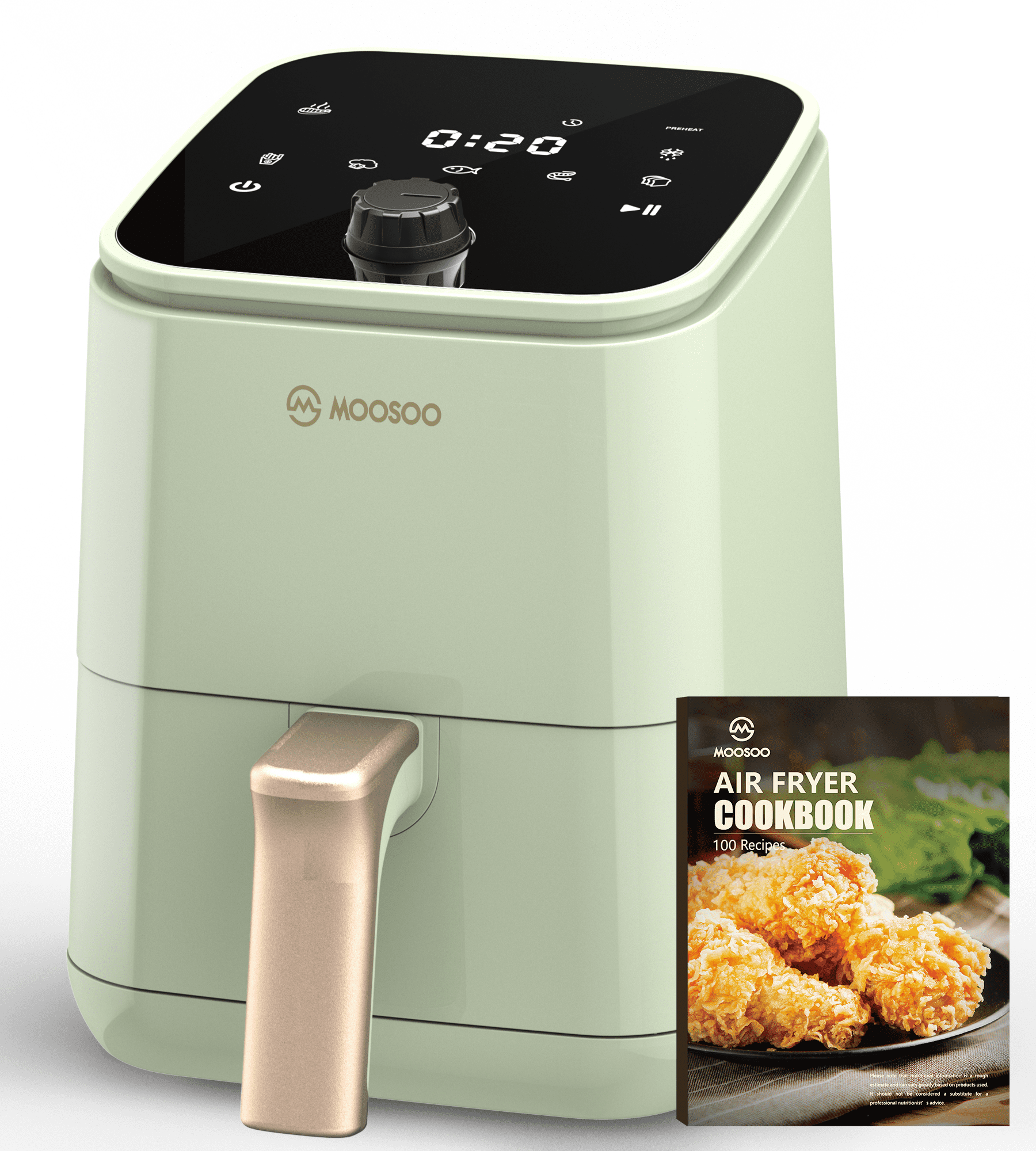 MOOSOO Air Fryer 2 Quart , 1200W Oilless Digital Air Fryer with