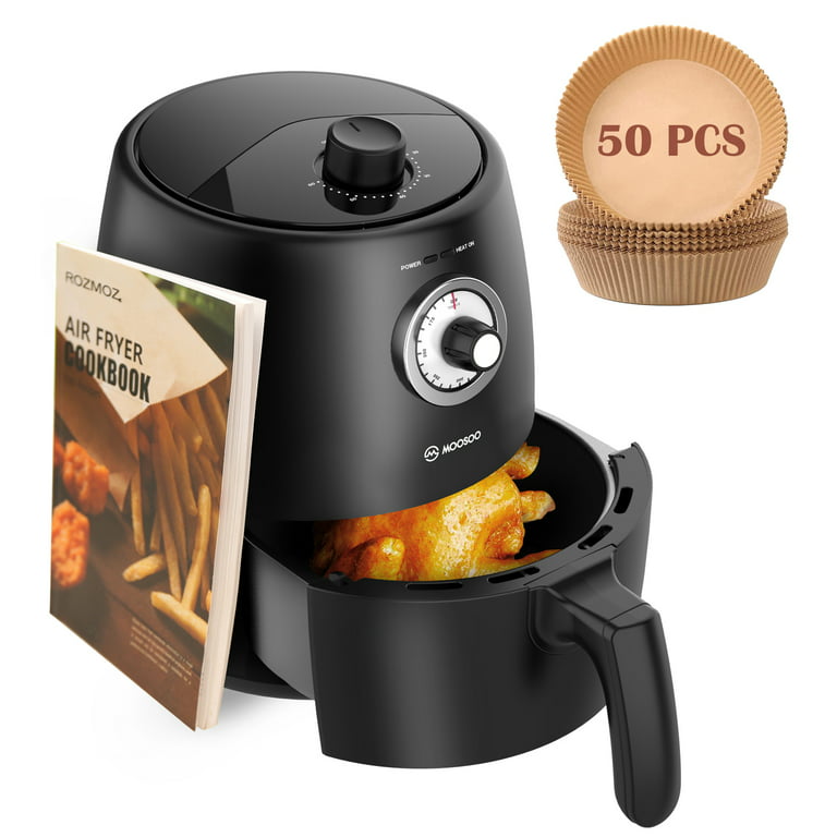 MOOSOO 2 qt. Black Air Fryer for 1-2 People with Timer