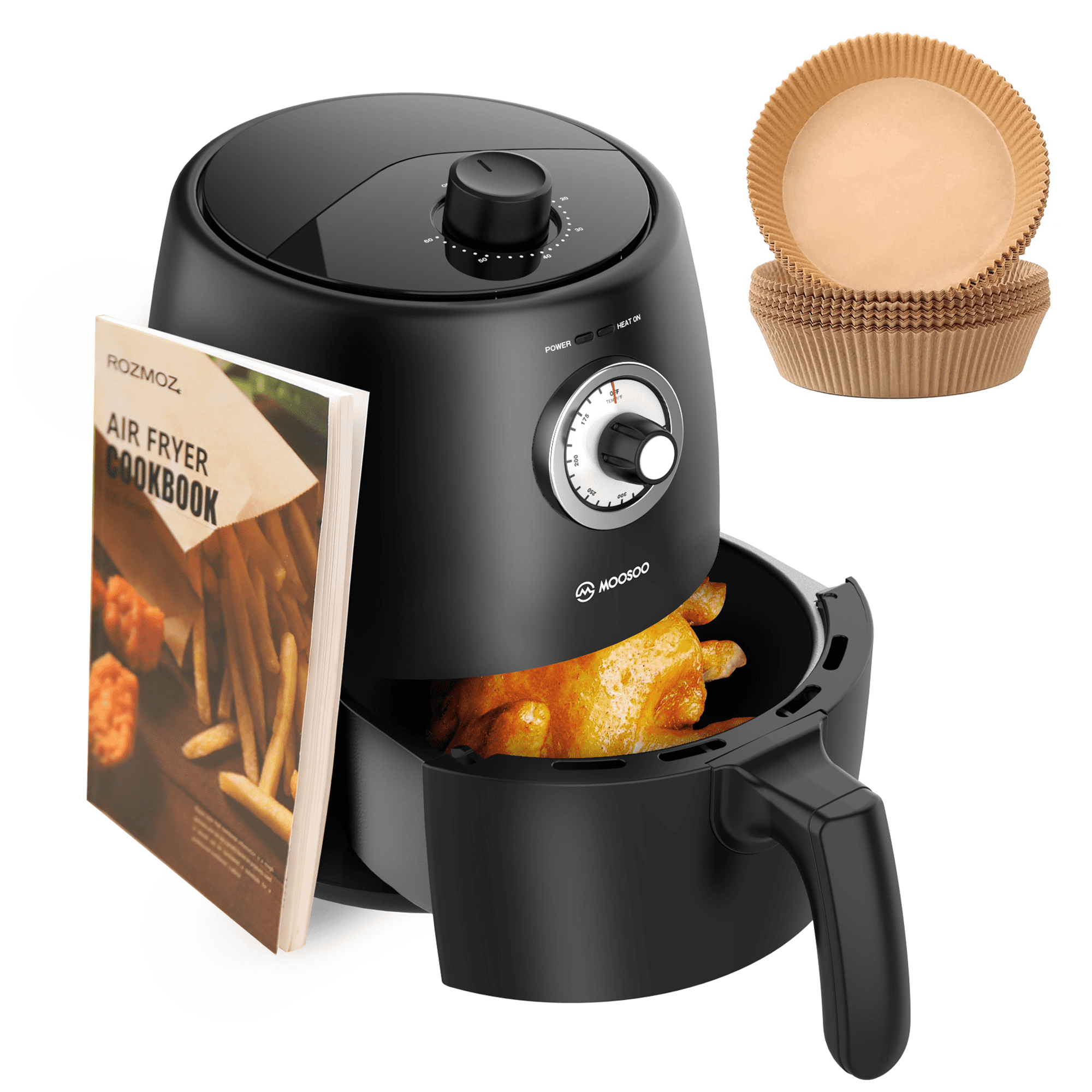 MOOSOO 2 Quart Air Fryer, Digital Touchscreen with 8 Presets, ETL Certified  Small Compact Air Fryers Oven Oilless Cooker for Quick Healthy Meals, Green  