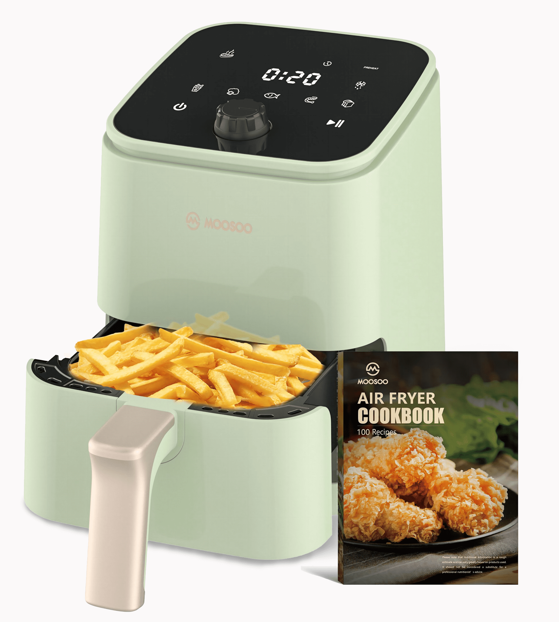 MOOSOO Air Fryer, Mini Air Fryer, Compact Size 2Qt Personal Air Fryer