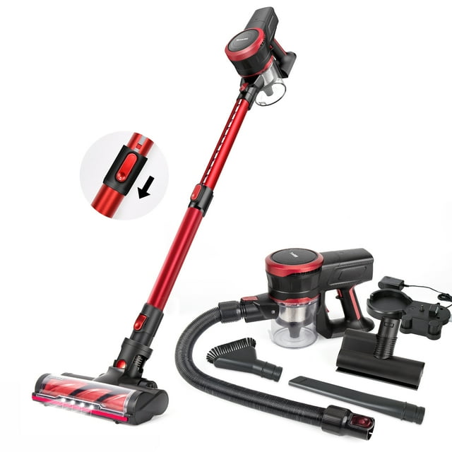 MOOSOO Cordless Vacuum 23Kpa Quiet Yet Powerful, Lightweight Stick Vacuum Cleaner with Rich Accessories, K17