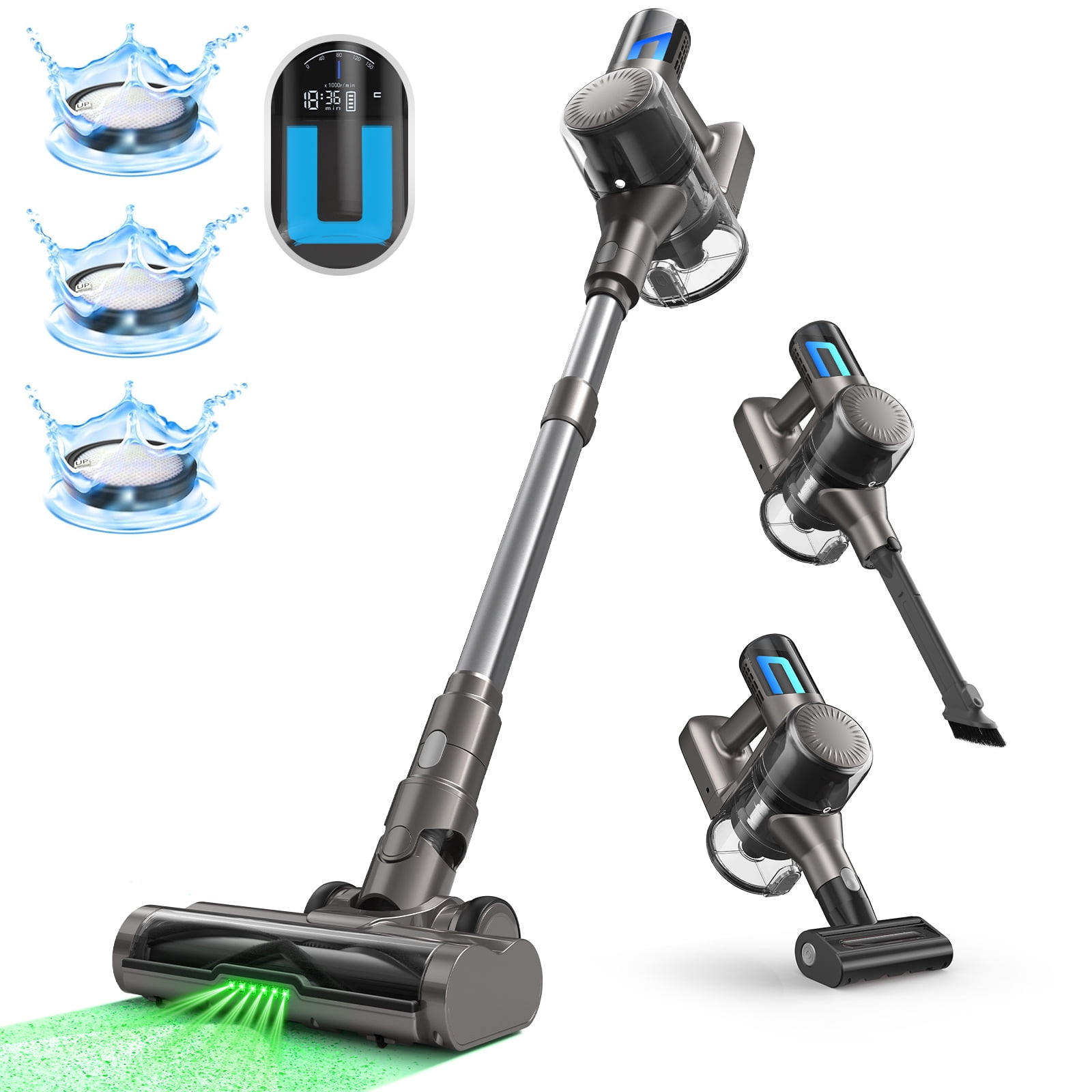 MOOSOO Cordless Vacuum 30Kpa, Lightweight Stick Vacuum Cleaner with