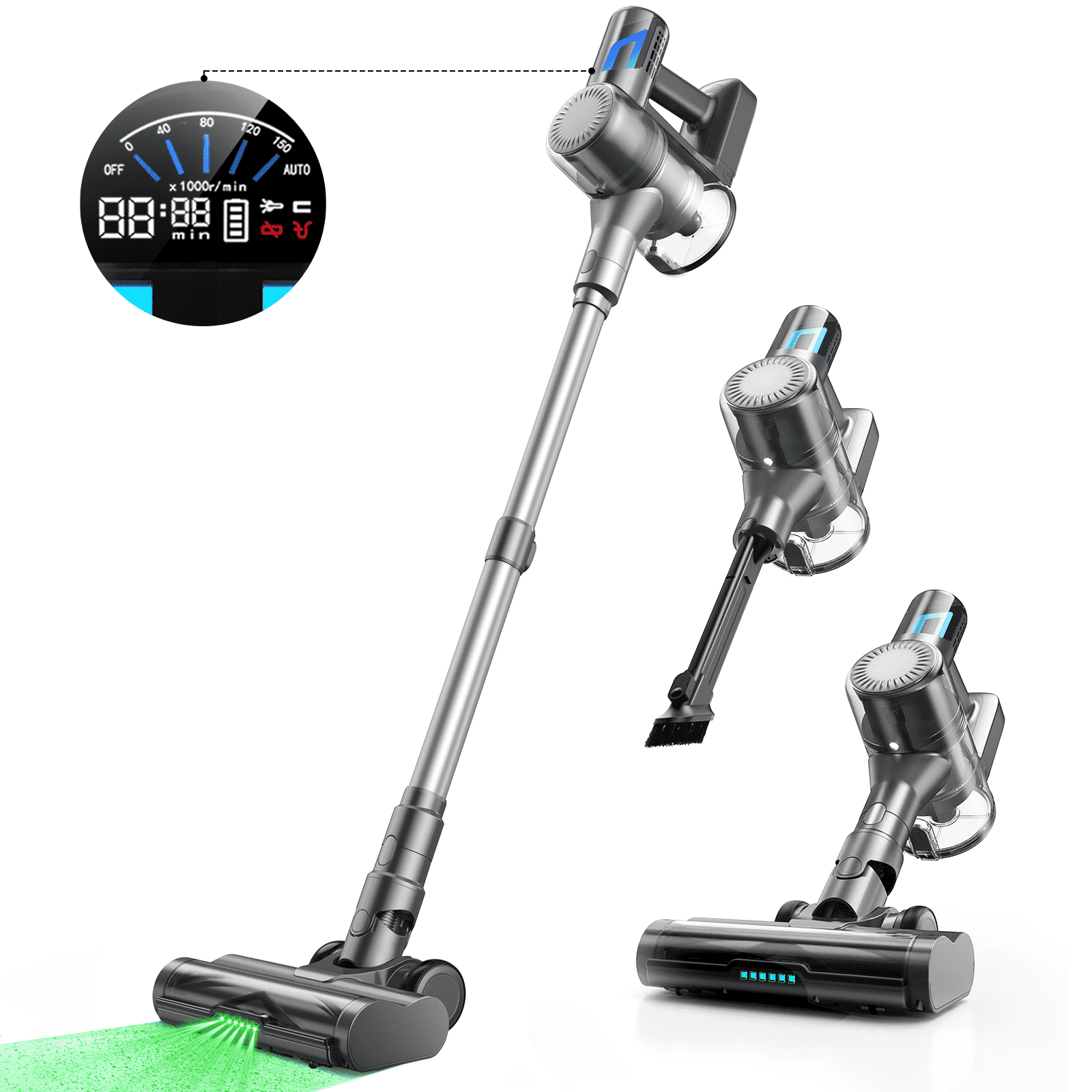 MOOSOO Cordless Vacuum 33Kpa Strong Suction Stick Vacuum Cleaner with Anti Tangle Brush Lightweight Vac for for Hard Floor Carpet Pet Hair Walmart