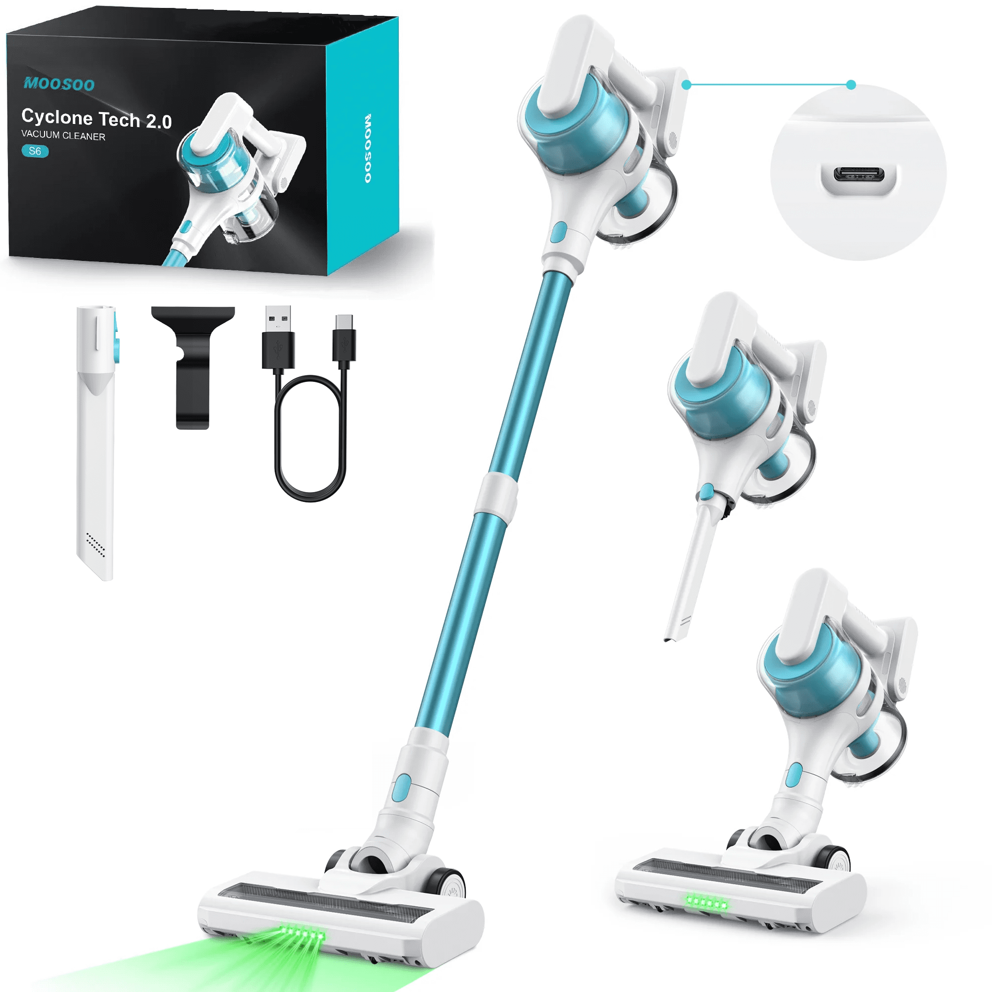MOOSOO Cordless Stick Vacuum Cleaner Lightweight for Carpet Floor Pet Hair Home XL 618A Walmart