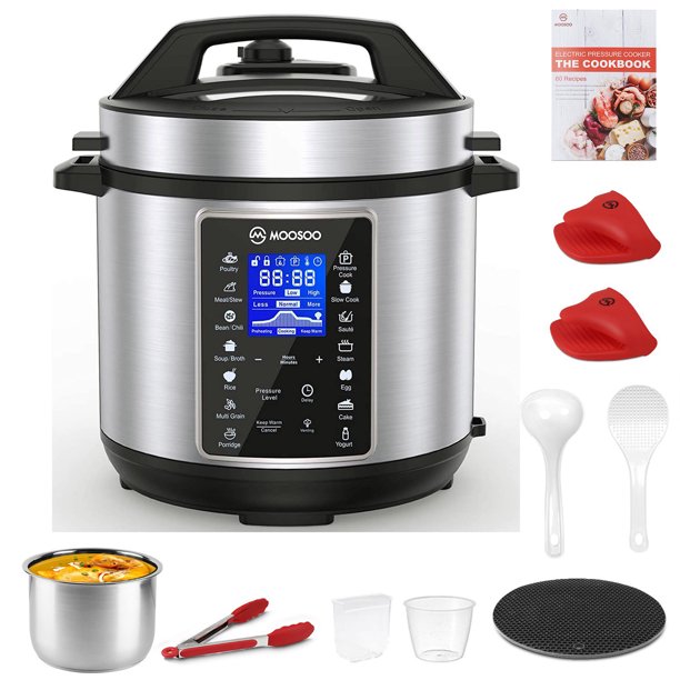 MOOSOO Electric Pressure Cooker 6qt Stainless Steel LCD Digital