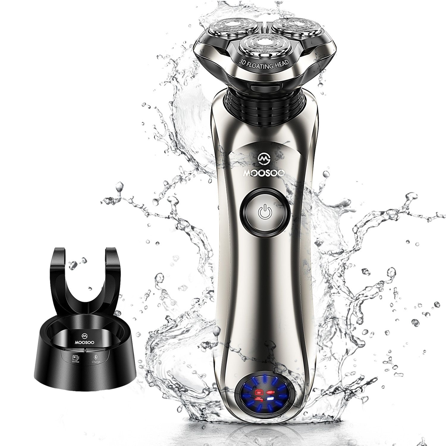 MOOSOO Electric Shaver, Men's Shaver with Clean Station, Wet Dry