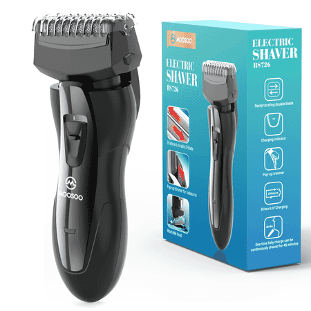 MOOSOO Electric Shaver, Wet Dry Mens Razor Portable Travel Shaver with Pop-Up Trimmer