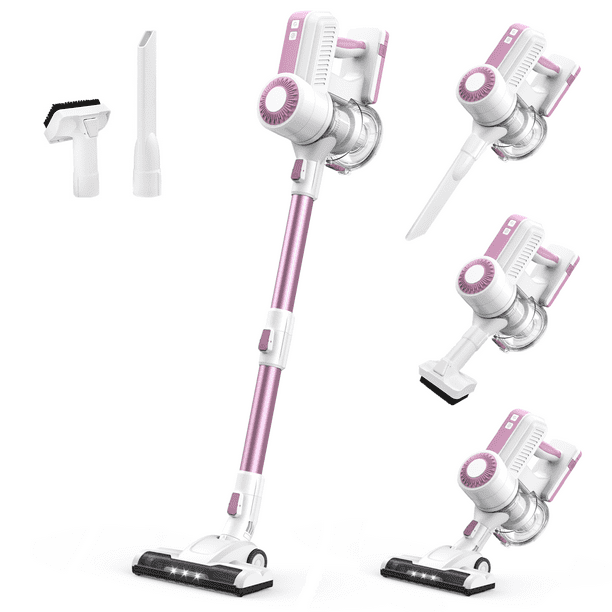 MOOSOO Cordless Vacuum Cleaner Stick Vacuum with LED Floor Lights 3 in 1 Strong Suction Lightweight Vacuum Cleaner Multi Surface and Versatile