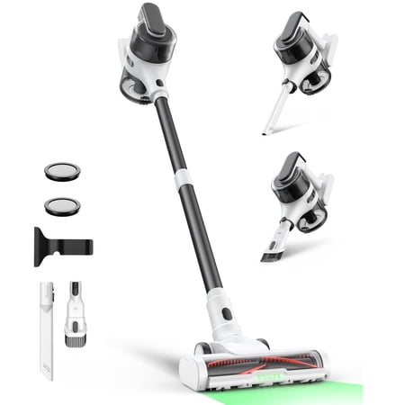 MOOSOO Lightweight Vacuum Cleaner, Cordless Stick Vacuum Cleaner,Ideal for Carpet & Hardfloors