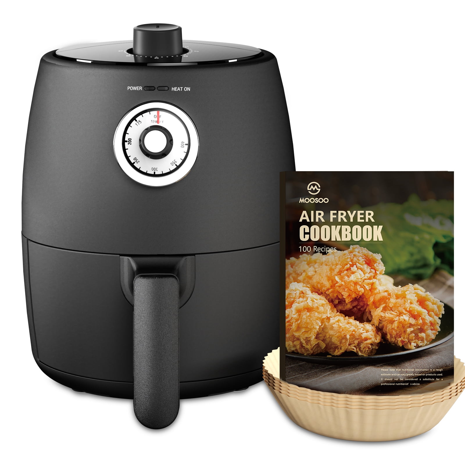 MOOSOO New 2 Quart Small Compact Air Fryer, NonStick, Dishwasher Safe