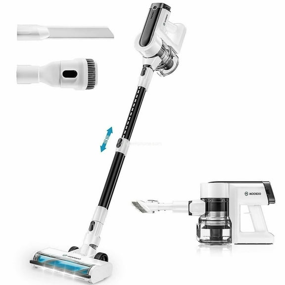MOOSOO S2: 2 in 1, Cordless Lightweight Stick Vacuum Cleaner HEPA - White