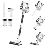 MOOSOO Stick Vacuum Cleaner, 6-in-1 Lightweight Cordless Vacuum for Hard Floor Carpet Pet Hair, L12 Black