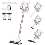 MOOSOO Stick Vacuum Cleaner, 6-in-1 Lightweight Cordless Vacuum for Hard Floor Carpet Pet Hair, L12 Pink