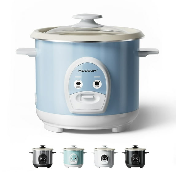 MOOSUM Electric Rice Cooker with One Touch for Asian Japanese Sushi Rice, 3-cup Uncooked/6-cup Cooked, Fast&Convenient Cooker with Ceramic Nonstick Coating inner pot, Auto Warmer